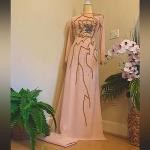 🆕 Vietnamese Tet Ao Dai, High Quality-Glamorous beadings, Double Layers sz XL